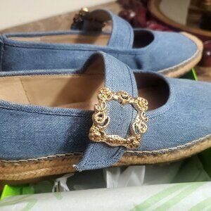 Sam Edelman Women's Maddy Mary Jane Espadrille, Montrose Blue Denim, Sz 8.5